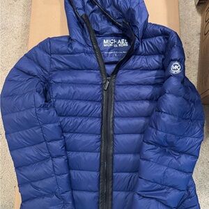 Michael Kors Kids Hooded Puffer Jacket - Navy Blue